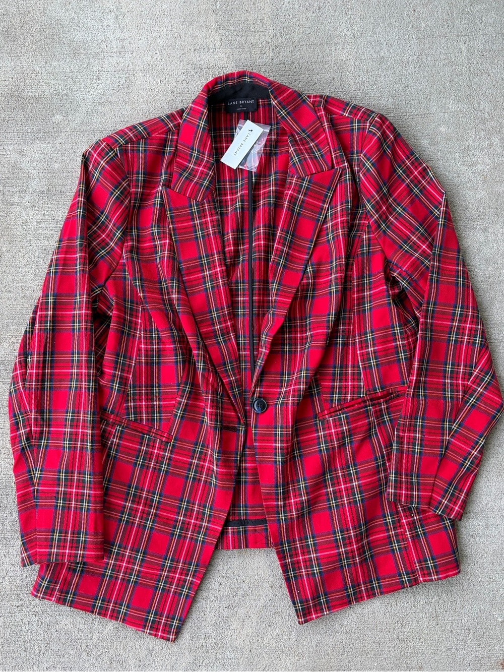 Lane Bryant blazer suit coat jacket coat red multi color plaid shirt NWT 16
